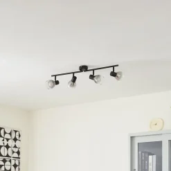 Pendura loftlampe, 4 lyskilder, sort, glas^Lindby Clearance