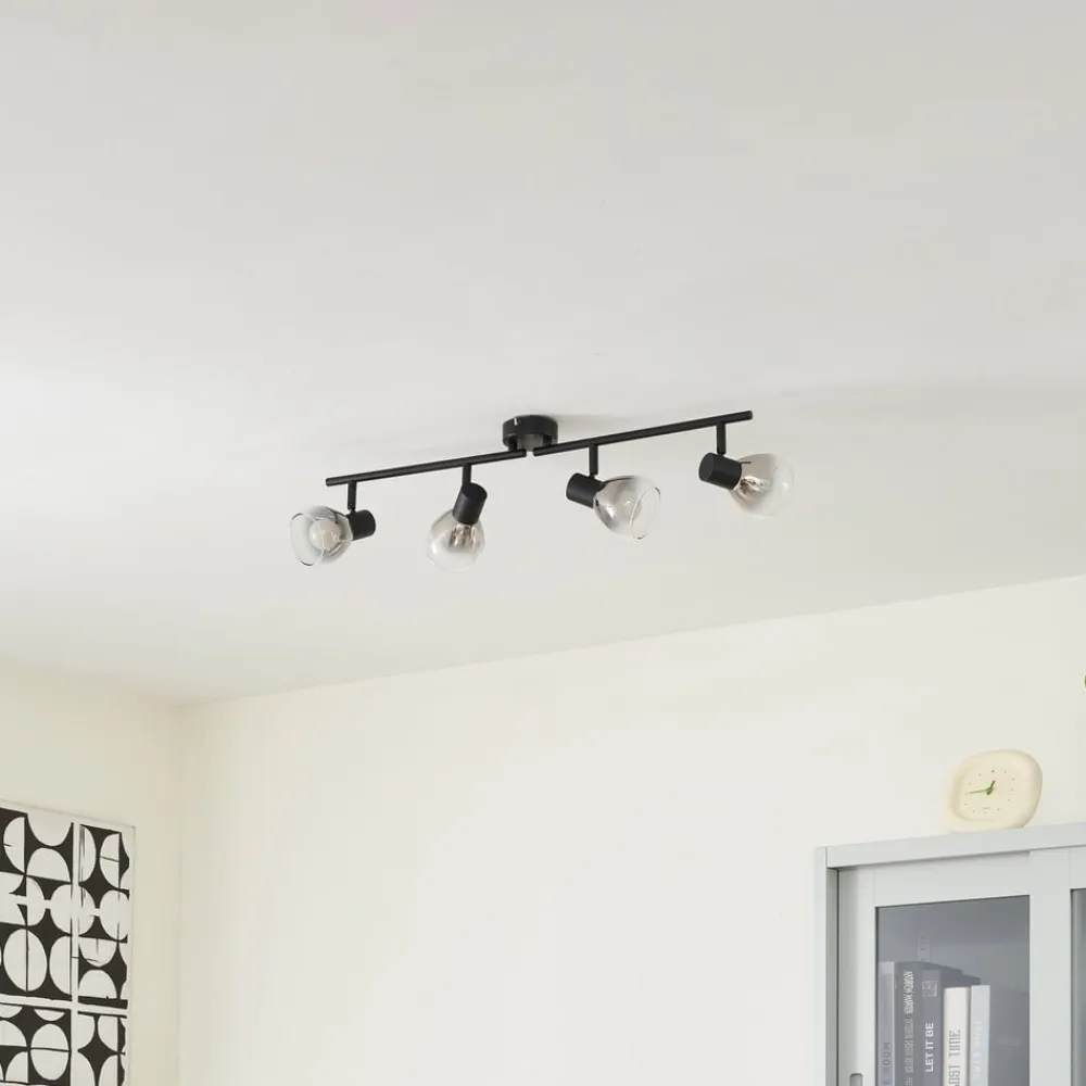 Pendura loftlampe, 4 lyskilder, sort, glas^Lindby Clearance
