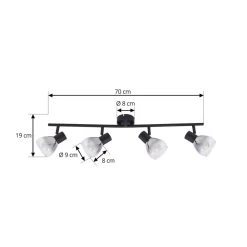 Pendura loftlampe, 4 lyskilder, sort, glas^Lindby Clearance