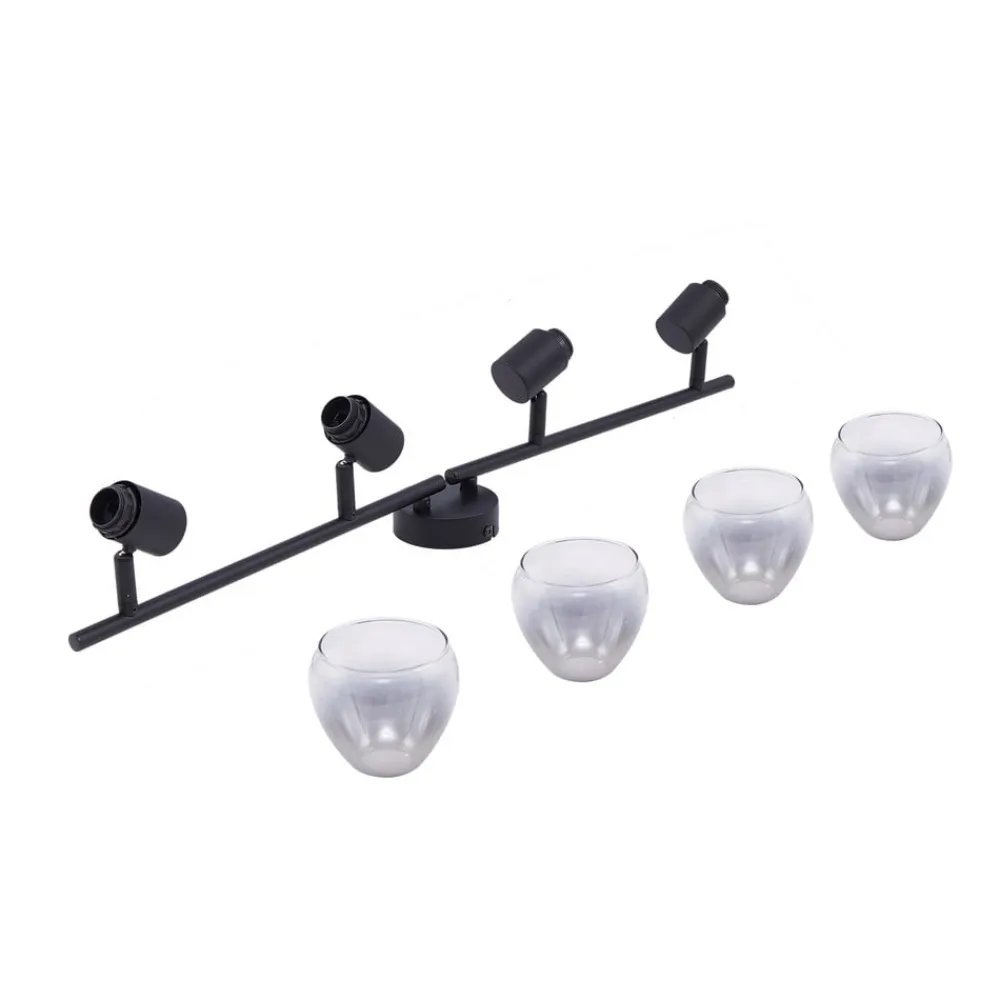 Pendura loftlampe, 4 lyskilder, sort, glas^Lindby Clearance