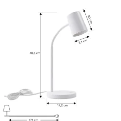 Lindby Radka bordlampe, hvid, plast, GU10, fleksibel arm