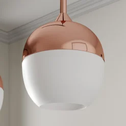 Lindby Rangina pendellampe, 100 cm, kobber, 3 lyskilder, glas