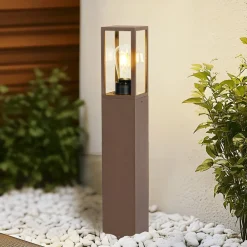 Robigus sokkellampe, rustfarvet, aluminium^Lindby Hot