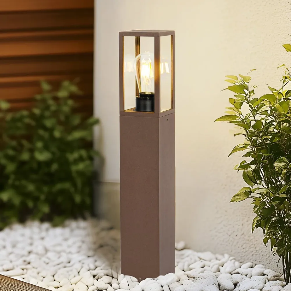 Robigus sokkellampe, rustfarvet, aluminium^Lindby Hot