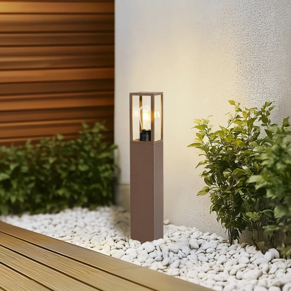 Robigus sokkellampe, rustfarvet, aluminium^Lindby Hot