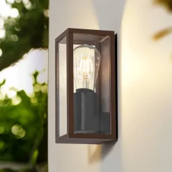 Lindby Robigus udendørs væglampe, rustfarvet, aluminium