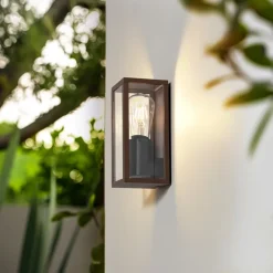 Lindby Robigus udendørs væglampe, rustfarvet, aluminium