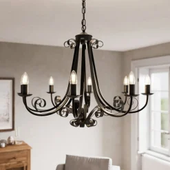 Lindby Lysekroner|Pendellamper>Scaleria lysekrone, 8 lyskilder, brun