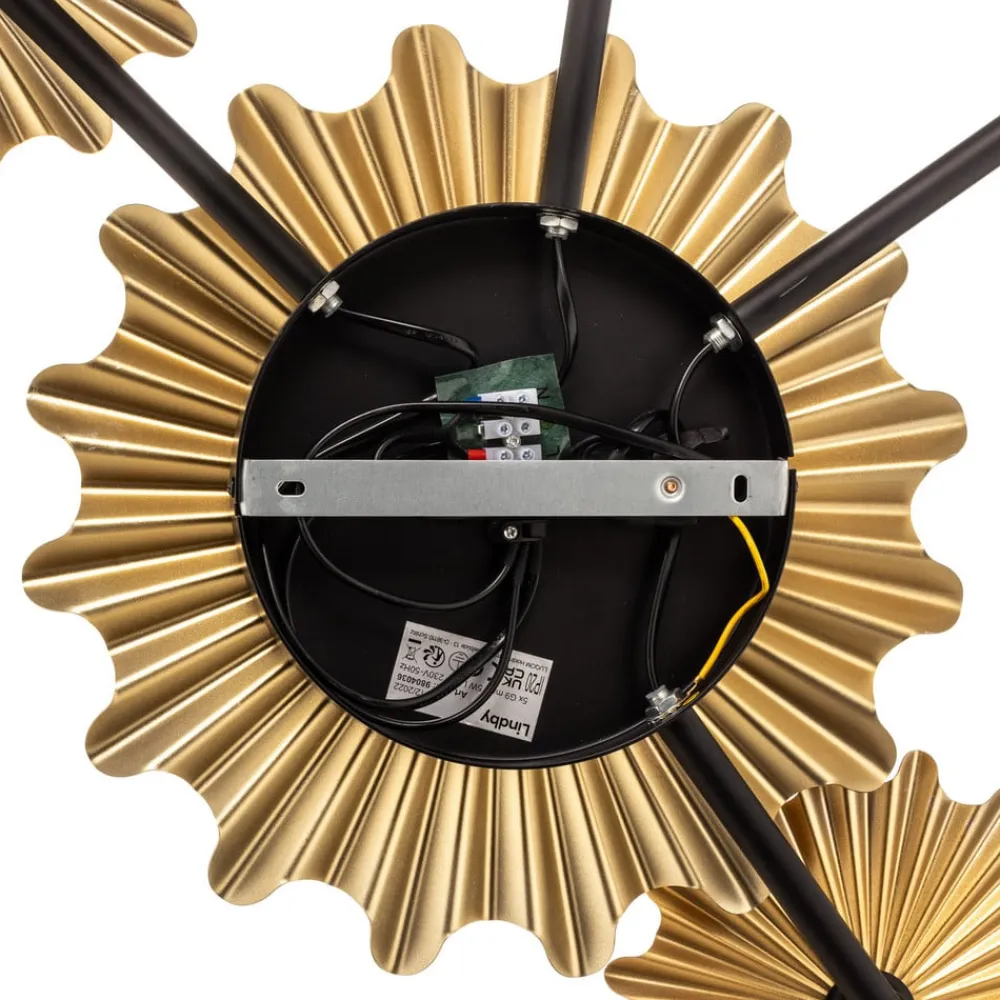 Lindby Væglamper|Væglamper>Senmia væglampe, guld, 5 lyskilder