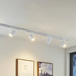 Lindby skinnesystem Linaro, GU10, 4 lyskilder, hvid, Ø 6 cm