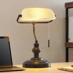 skrivebordslampe Profina, 39 cm, rustbrun, stål^Lindby Hot