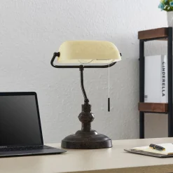 skrivebordslampe Profina, 39 cm, rustbrun, stål^Lindby Hot