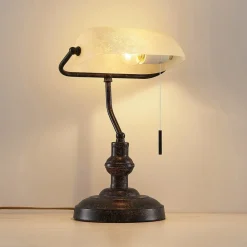 skrivebordslampe Profina, 39 cm, rustbrun, stål^Lindby Hot