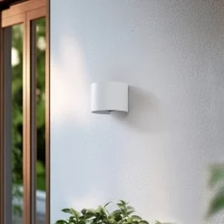 Lindby Terrassebelysning|Væglamper>Smart LED udendørs væglampe Dara hvid rund CCT RGB Tuya