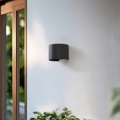 Lindby Væglamper|Terrassebelysning>Smart LED udendørs væglampe Dara grå rund CCT RGB Tuya