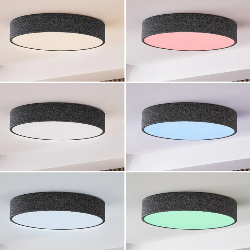 Smart LED-loftlampe Elmor Ø 45 cm grå RGB CCT^Lindby Discount