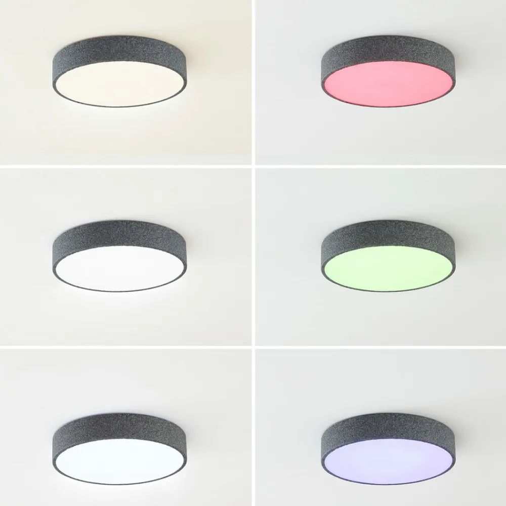 Smart LED-loftlampe Elmor Ø 45 cm grå RGB CCT^Lindby Discount