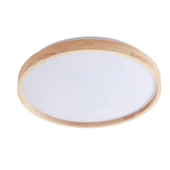 Lindby Smart LED-loftslampe Mirren træ Ø39,5 cm CCT Tuya