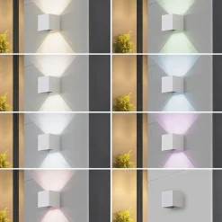 Lindby Smart udendørs LED-væglampe Dara, 10 cm, hvid, CCT Tuya