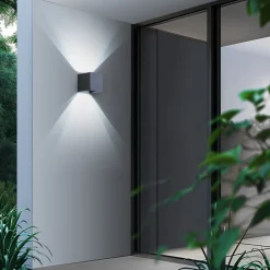 Smart udendørs LED-væglampe Dara grå kantet CCT RGB Tuya^Lindby Outlet