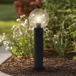 Lindby Terrassebelysning|Sokkellamper>sokkellampe Dangan, klar, højde 60 cm, glas, metal