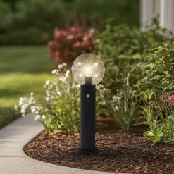 Lindby sokkellampe Dangan, klar, 60 cm, glas, sensor