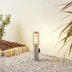 Lindby Sokkellamper Med Sensor|Sokkellamper>sokkellampe Hanja, sensor, stål, Ø 11,7 cm