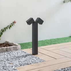 Lindby sokkellampe Othil, 2 lyskilder, 50 cm, antracit, metal