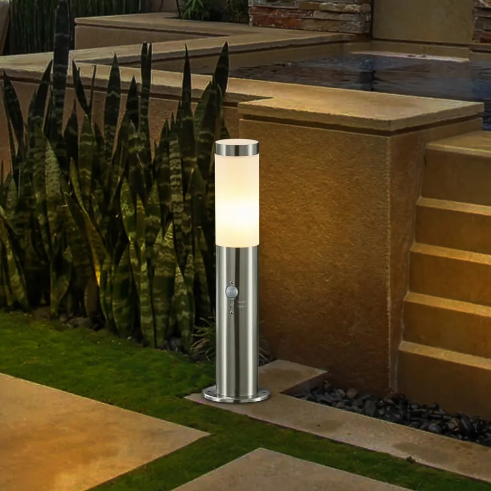 Sokkellampe Statius, grå, stål, sensor, 45 cm^Lindby New