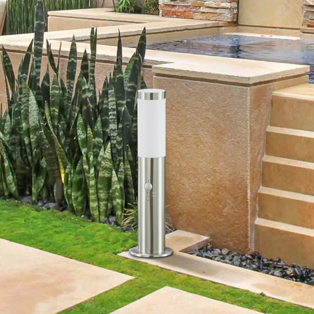 Sokkellampe Statius, grå, stål, sensor, 45 cm^Lindby New