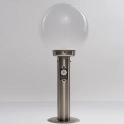 Lindby Sokkellamper Med Sensor|Terrassebelysning>sokkellampe Vedran, 45 cm, stål, sensor