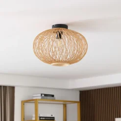 Lindby Solvira loftlampe, bambusflet, rund