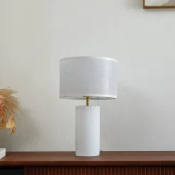 Sorscha bordlampe, hvid, jern, Ø 26 cm^Lindby Clearance