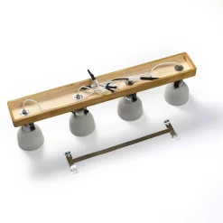 Spot Mitis, 70 cm, 4 lyskilder, grå, træ, beton, GU10^Lindby Sale