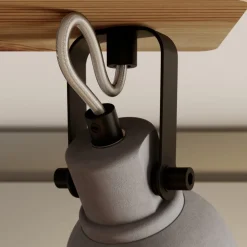 Lindby Spot Mitis, 50 cm, 3 lyskilder, grå, træ, beton, GU10