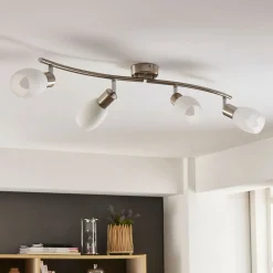 Lindby Loftlamper|Loftlamper>spotlight Arda, 70 cm, 4 lyskilder, nikkel, glas, E14