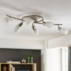 Lindby Loftlamper|Loftlamper>spotlight Arda, 75 cm, 6 lyskilder, nikkel, glas, E14