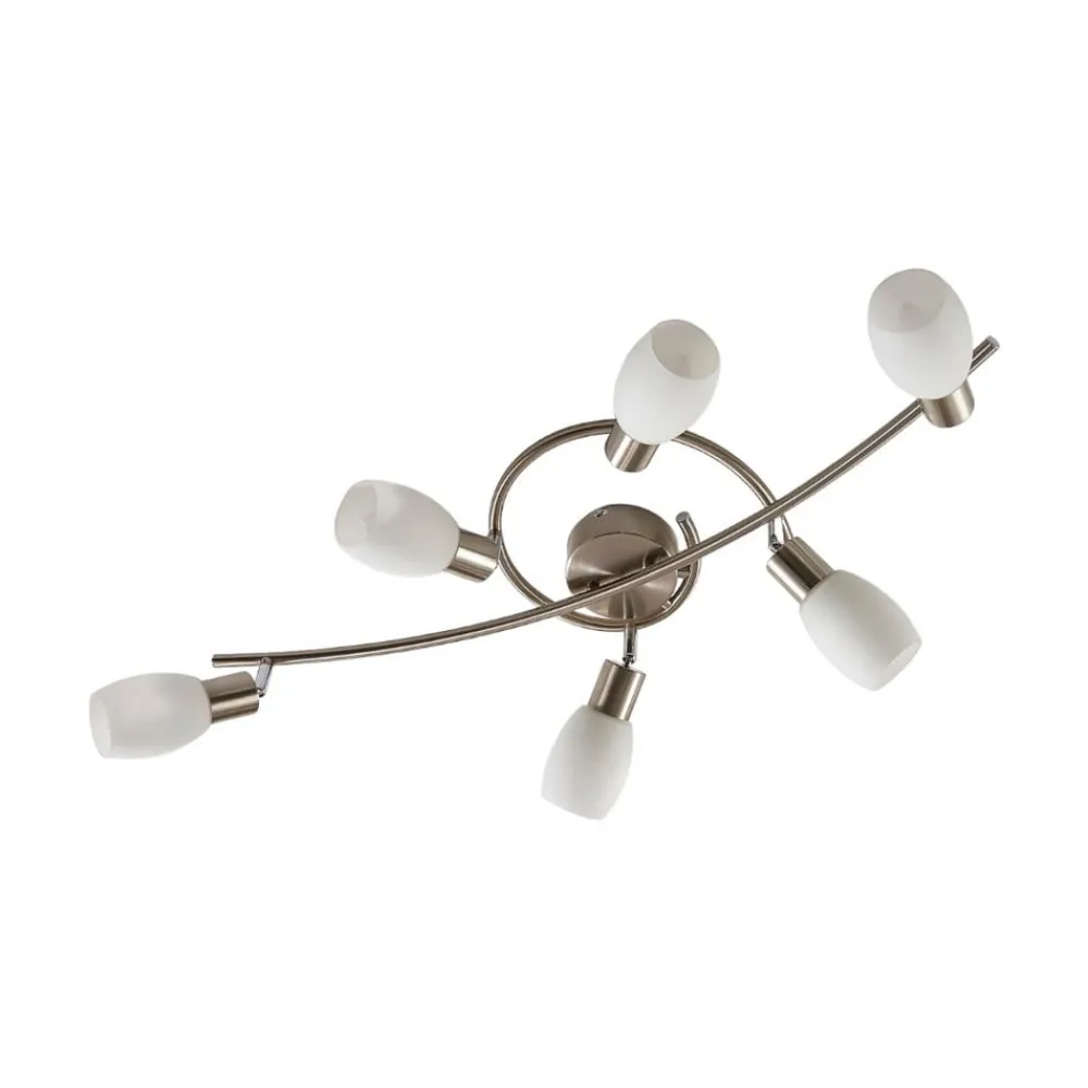 Lindby Loftlamper|Loftlamper>spotlight Arda, 75 cm, 6 lyskilder, nikkel, glas, E14