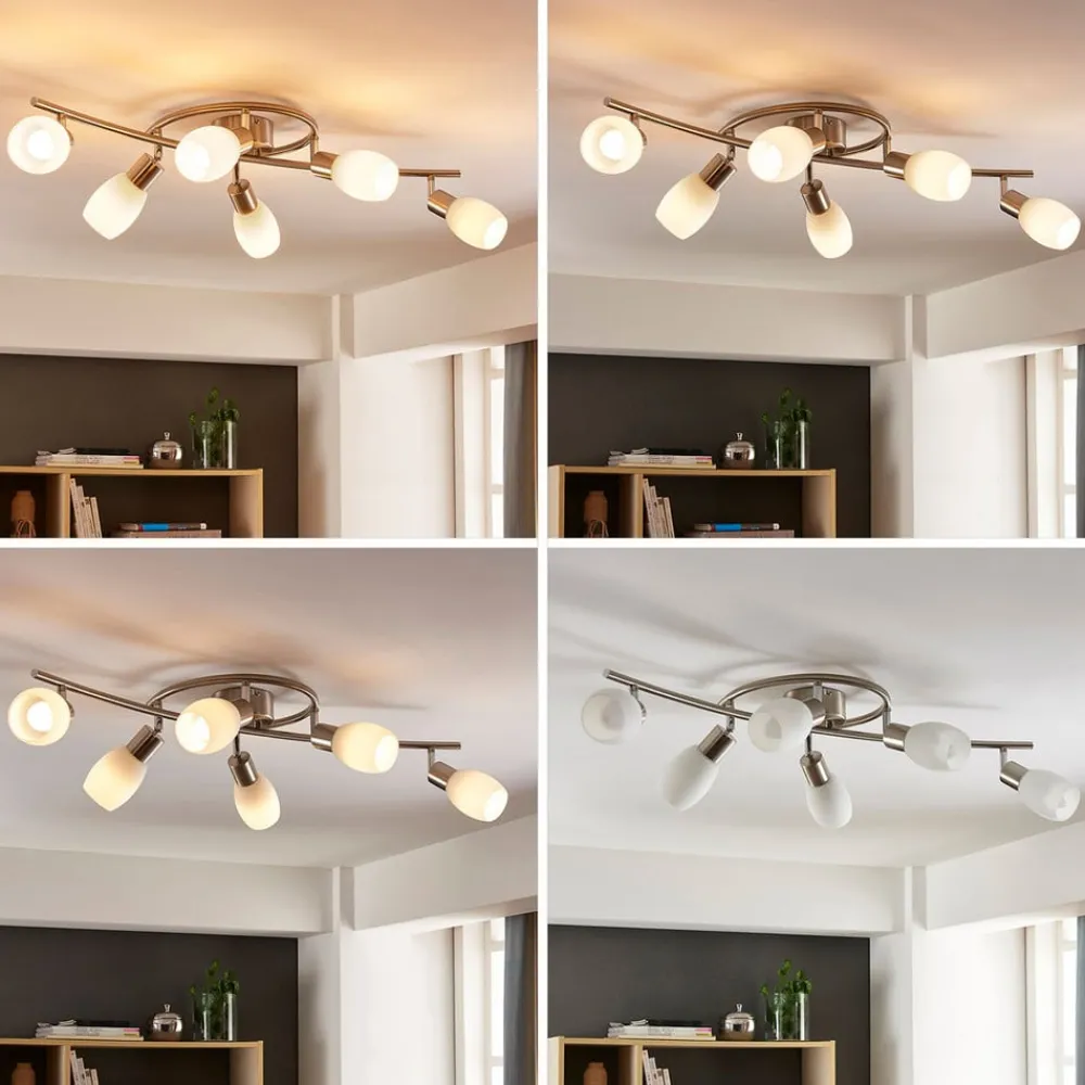 Lindby Loftlamper|Loftlamper>spotlight Arda, 75 cm, 6 lyskilder, nikkel, glas, E14