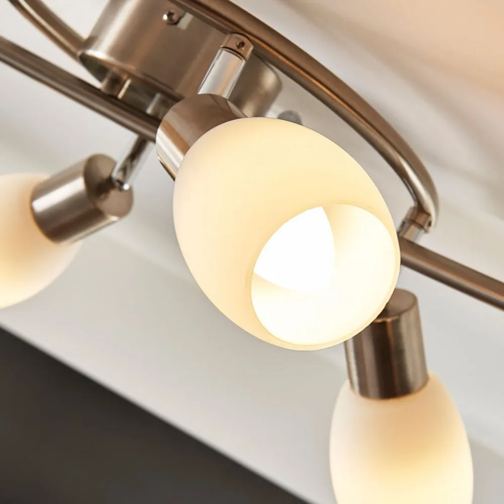 Lindby Loftlamper|Loftlamper>spotlight Arda, 75 cm, 6 lyskilder, nikkel, glas, E14