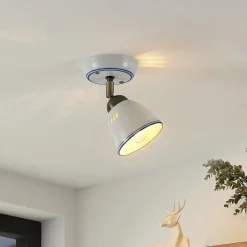 Lindby spotlight Eneas, højde 16 cm, hvid, 1 lyskilde, keramik