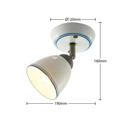 Lindby spotlight Eneas, højde 16 cm, hvid, 1 lyskilde, keramik