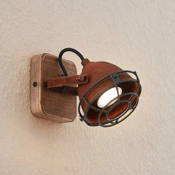 spotlight Farovi, rustfarvet, træ, justerbar, GU10^Lindby Outlet