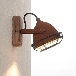 spotlight Farovi, rustfarvet, træ, justerbar, GU10^Lindby Outlet