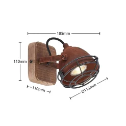 spotlight Farovi, rustfarvet, træ, justerbar, GU10^Lindby Outlet