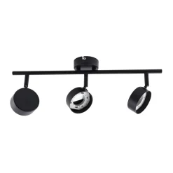 Lindby spotlight Jyla, sort, linse, 3.000 K, 3-lys, GX53