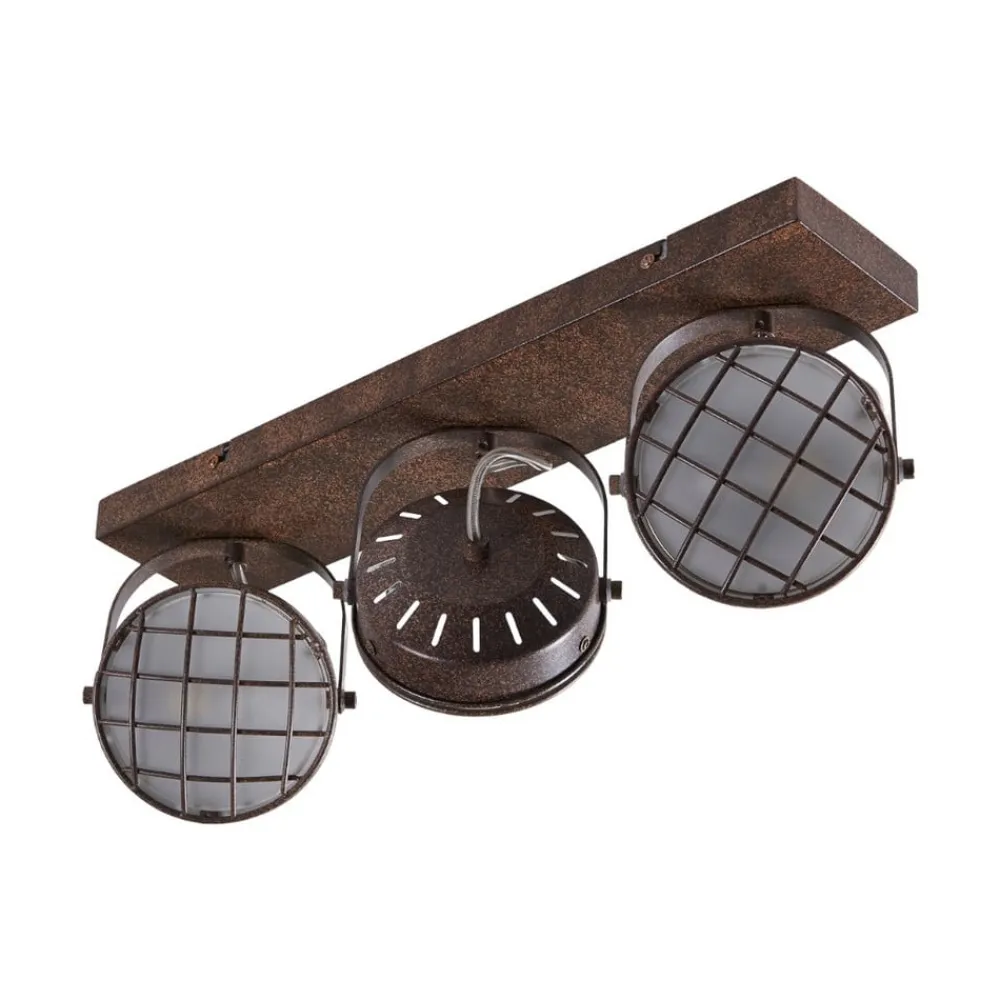 Lindby spotlight Tamin, 48 cm, rustfarvet, 3 lyskilder, glas