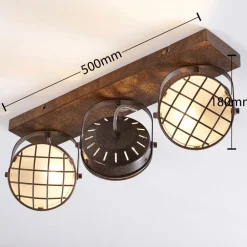 Lindby spotlight Tamin, 48 cm, rustfarvet, 3 lyskilder, glas