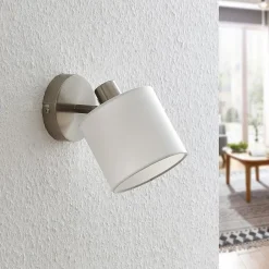 Stannis væglampe med tekstil, mat nikkel^Lindby Best