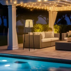 Lindby terrasselampe Jaimy, 148 cm, stativ, aluminium^Lucande